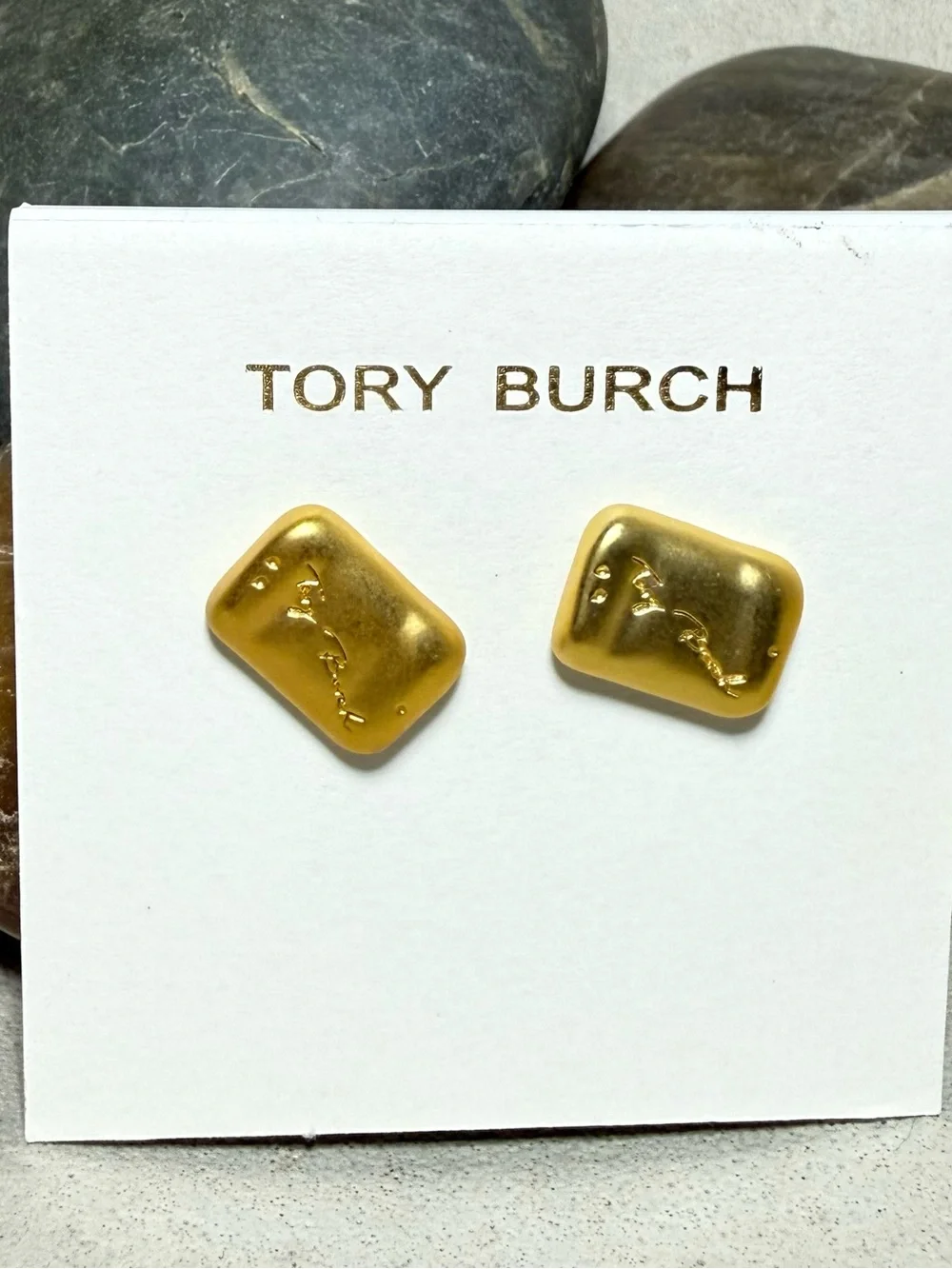 Tory Burch Signature Gold Bar Earrings